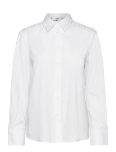 Regular Cotton Lyocell-Blend Shirt Tops Shirts Long-sleeved White Mang...