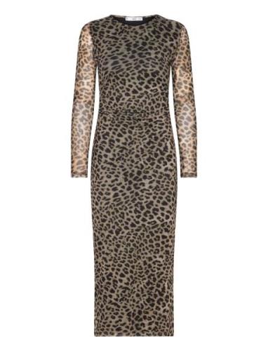 Animal-Print Midi-Dress Polvipituinen Mekko Brown Mango