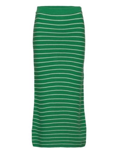 Striped Knitted Skirt Polvipituinen Hame Green Mango