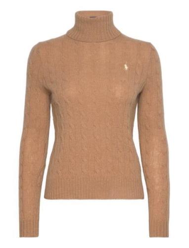 Wool-Cashmere Cable Turtleneck Sweater Tops Knitwear Turtleneck Beige ...