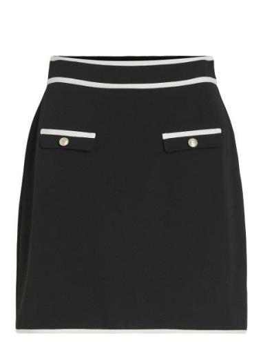 Visola Hw Short Contrast Skirt/Ka Lyhyt Hame Black Vila