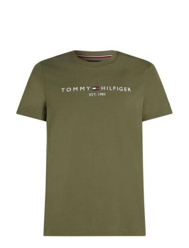 Tommy Logo Tee Tops T-shirts Short-sleeved Green Tommy Hilfiger