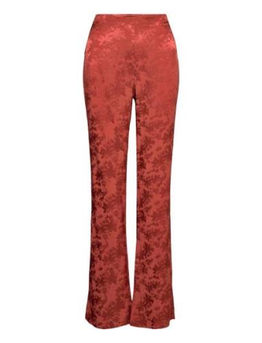 Jacquard Fluid Trousers Bottoms Trousers Flared Brown Mango