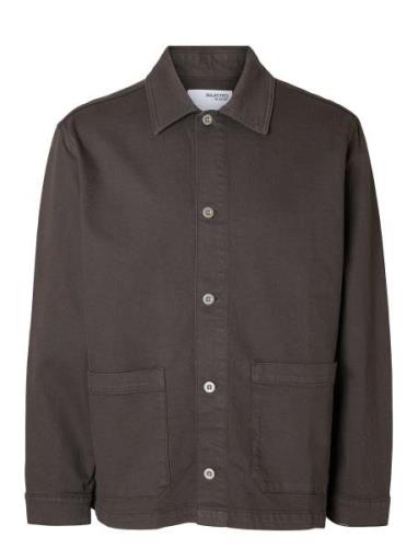 Slhboxy-Carpenter Overshirt Ex Tops Overshirts Grey Selected Homme