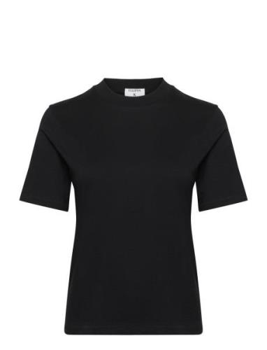 Mock Neck Tee Tops T-shirts & Tops Short-sleeved Black Filippa K