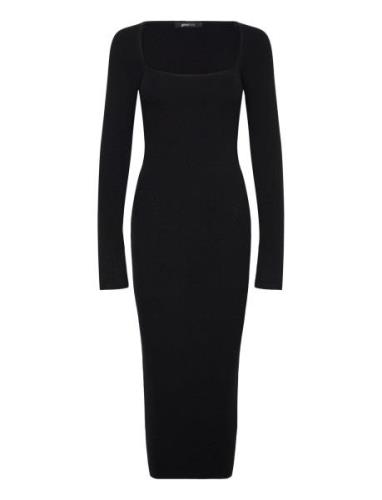 Knitted Midi Dress Polvipituinen Mekko Black Gina Tricot