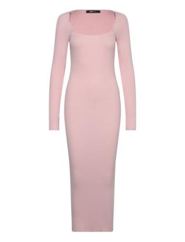 Knitted Midi Dress Polvipituinen Mekko Pink Gina Tricot