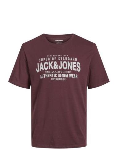 Jjjeans Tee Ss O-Neck Ln Tops T-shirts Short-sleeved Burgundy Jack & J...