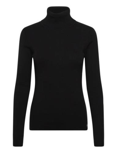 Woven Label Roll Neck Sweater Tops Knitwear Turtleneck Black Calvin Kl...