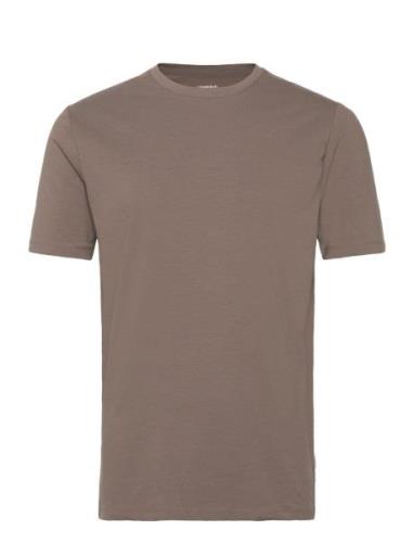 Mens Stretch Crew Neck Tee S/S Tops T-shirts Short-sleeved Brown Lindb...