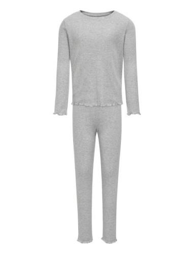 Kogmunte Loungewear L/S Pant Set Jrs Pyjamasetti Pyjama Grey Kids Only