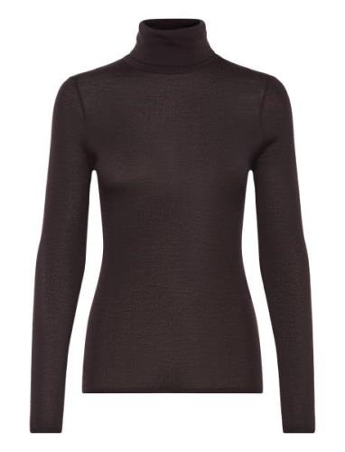 Quinn Thin Turtleneck Wool Top Tops Knitwear Jumpers Brown Malina