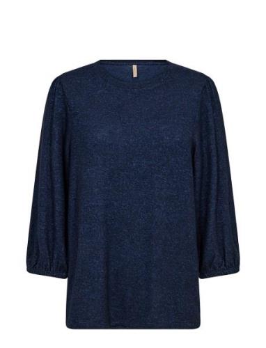 Sc-Biara Tops Blouses Long-sleeved Blue Soyaconcept