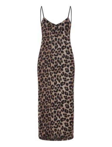 Leopard Midi Dress Polvipituinen Mekko Brown Mango