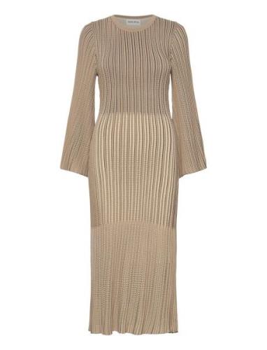 Lexi Contrast Knitted Midi Dress Polvipituinen Mekko Beige Malina