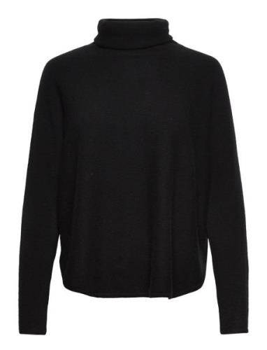 Curved Turtleneck Tops Knitwear Turtleneck Black Davida Cashmere