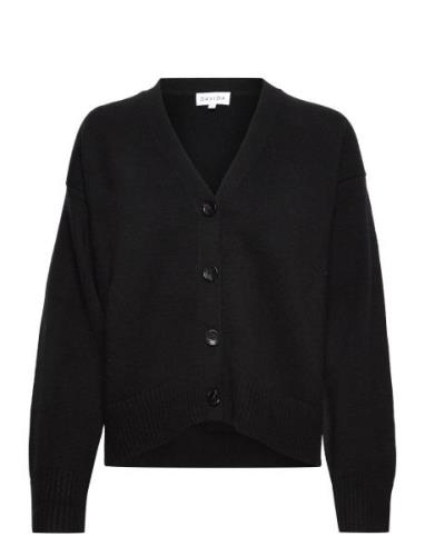 V-Neck Wide Cardigan Tops Knitwear Cardigans Black Davida Cashmere