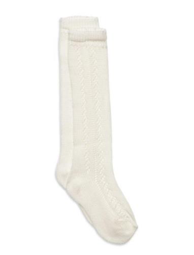 Knee Socks Pointelle Sukat White MarMar Copenhagen