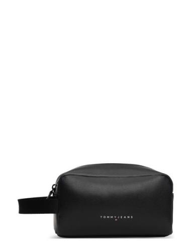 Tjm Leather Washbag Toilettilaukut Black Tommy Hilfiger