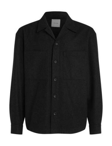 Wool Blend Overshirt Tops Overshirts Black Calvin Klein