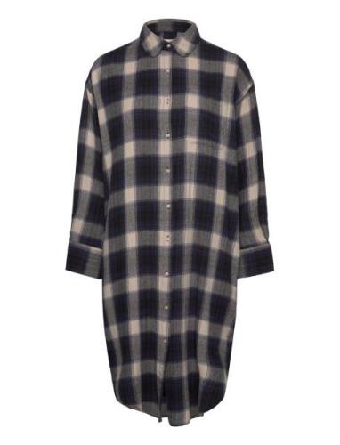 Haven Shirtdress Check Polvipituinen Mekko Black Moshi Moshi Mind