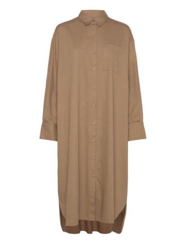 Floret Shirtdress Twill Polvipituinen Mekko Brown Moshi Moshi Mind