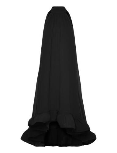 Sabrina Halterneck Ruffled Maxi Dress Polvipituinen Mekko Black Malina