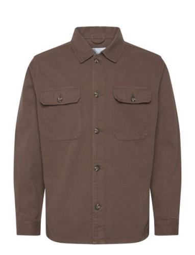 Heavy Twill Overshirt Tops Overshirts Brown Lindbergh