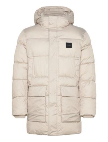 Long Hooded Quilt Puffer Mw Villakangastakki Pitkä Takki Beige Calvin ...