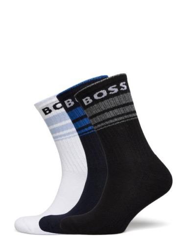 3P Qs Rib Stripe Cc Underwear Socks Regular Socks Multi/patterned BOSS