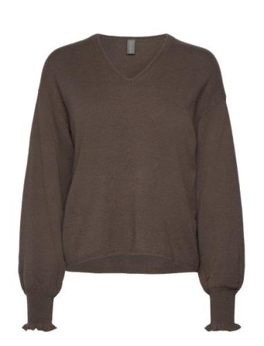 Cuallida V-Neck Pullover Tops Knitwear Jumpers Brown Culture