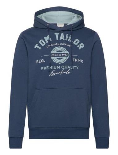 Hoodie With Print Tops Sweat-shirts & Hoodies Hoodies Navy Tom Tailor