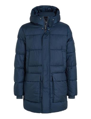 Long Hooded Quilt Puffer Mw Villakangastakki Pitkä Takki Navy Calvin K...