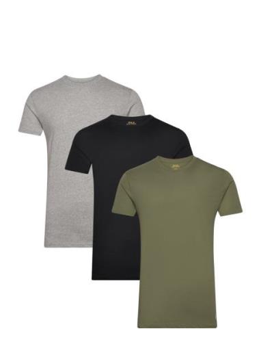 Slim Crewneck 3-Pack Tops T-shirts Short-sleeved Green Polo Ralph Laur...