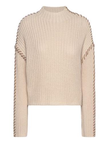 Vmnewcream Ls Funnelneck Pullover Boo Tops Knitwear Jumpers Beige Vero...