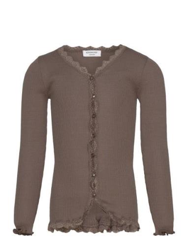 Rkbeatha Ls Cardigan W/ Lace Tops Knitwear Cardigans Brown Rosemunde K...