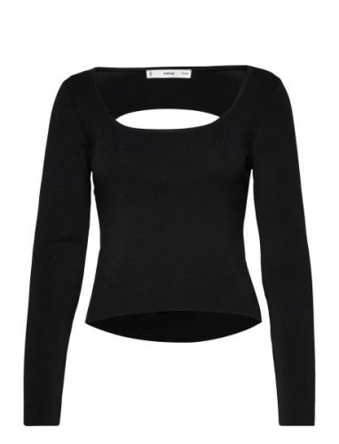 Open-Back Sweater Tops T-shirts & Tops Long-sleeved Black Mango