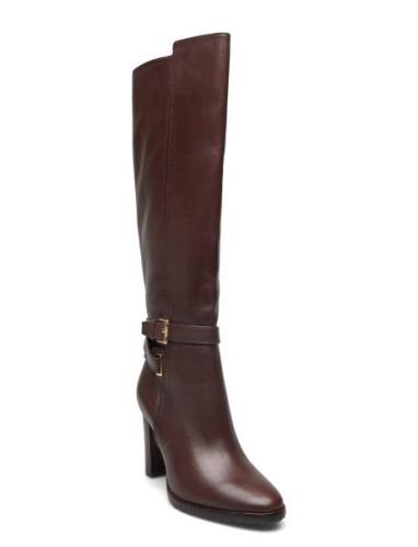 Manchester Burnished Leather Tall Boot Korkeavartiset Saapikkaat Brown...