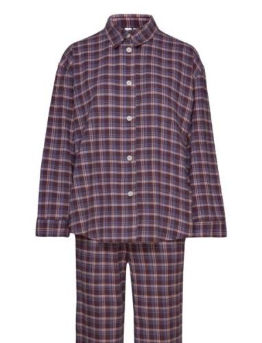 Flannel Pyjamas Set Pyjama Burgundy Becksöndergaard