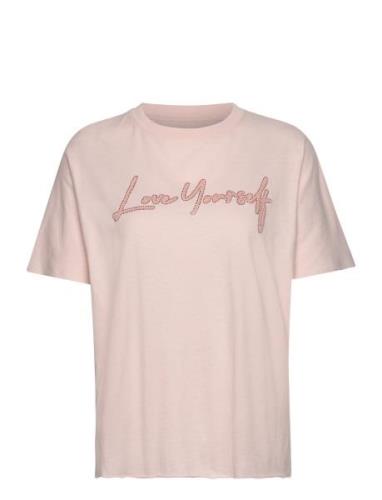 Tommer Co Love Yourself Strass Tops T-shirts & Tops Short-sleeved Pink...