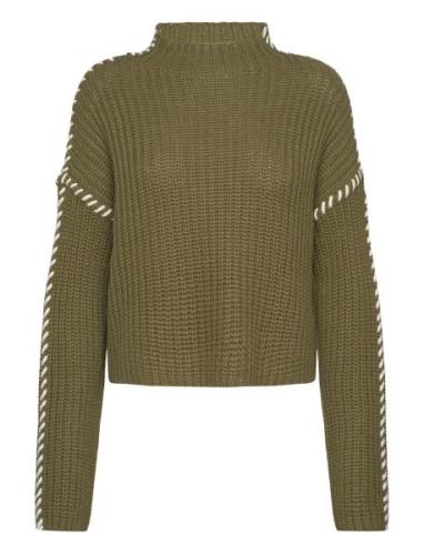 Vmnewcream Ls Funnelneck Pullover Boo Tops Knitwear Jumpers Khaki Gree...