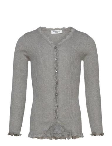 Rkbeatha Ls Cardigan W/ Lace Tops Knitwear Cardigans Grey Rosemunde Ki...