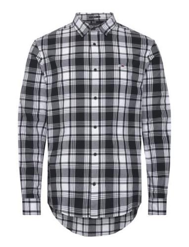 Tjm Reg Poplin Check Shirt Tops Shirts Casual Black Tommy Jeans