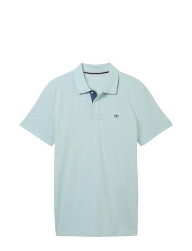 Basic Polo With Contrast Tops Polos Short-sleeved Blue Tom Tailor