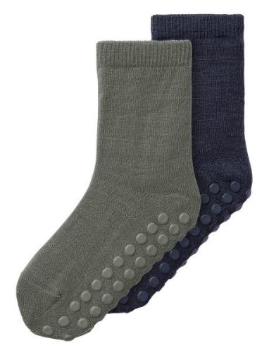 Nmmwak Wo/Bl 2P Sock W/Non Skid Sukat Navy Name It