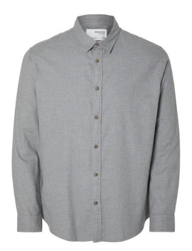 Slhslimowen-Brushed Shirt Ls Noos Tops Shirts Casual Grey Selected Hom...