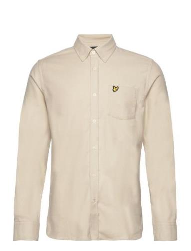 Plain Flannel Shirt Tops Shirts Casual Beige Lyle & Scott