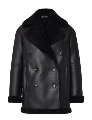 Daniella Faux Shearling Coat Nahkatakki Black Lexington Clothing