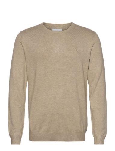 Ecovero L/S O-Neck Knit Tops Knitwear Round Necks Beige Lindbergh