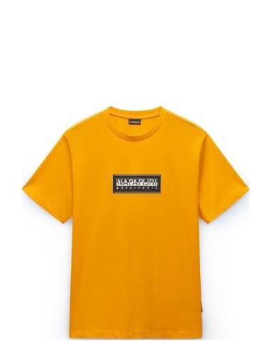 Box Logo Short Sleeve T-Shirt Tops T-shirts Short-sleeved Yellow Napap...